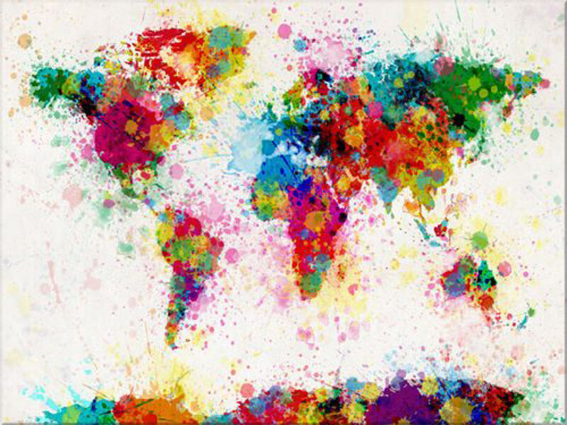 World Map Splatter Art