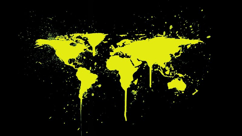 World Map Splatter — Yellow
