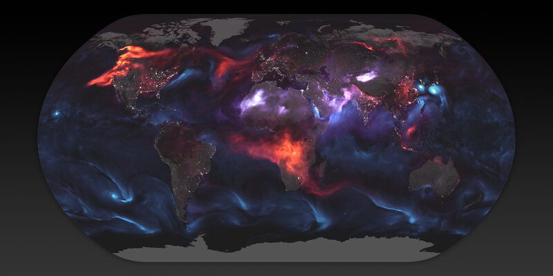 World Map with Auroras