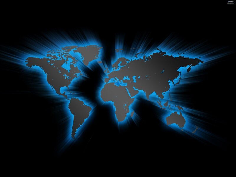 World Map with Blue Glow — Dramatic