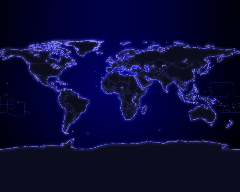 World Map with Borders — Blue