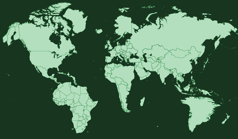 World Map with Borders — Green, Neutral