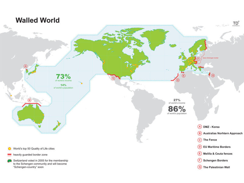 World Map with Borders — Green