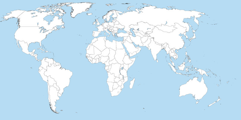 World Map with Borders — White