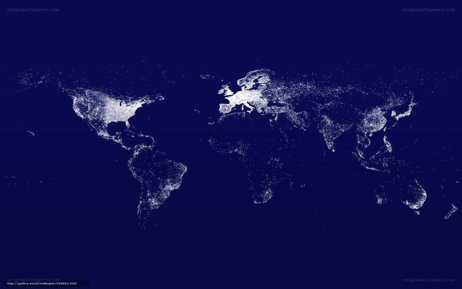 World map with city lights