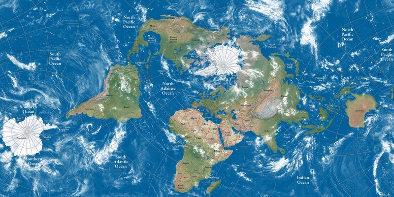 World Map with Clouds