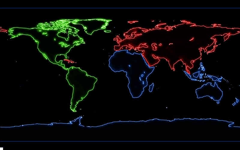 World Map with Colored Continents — Green