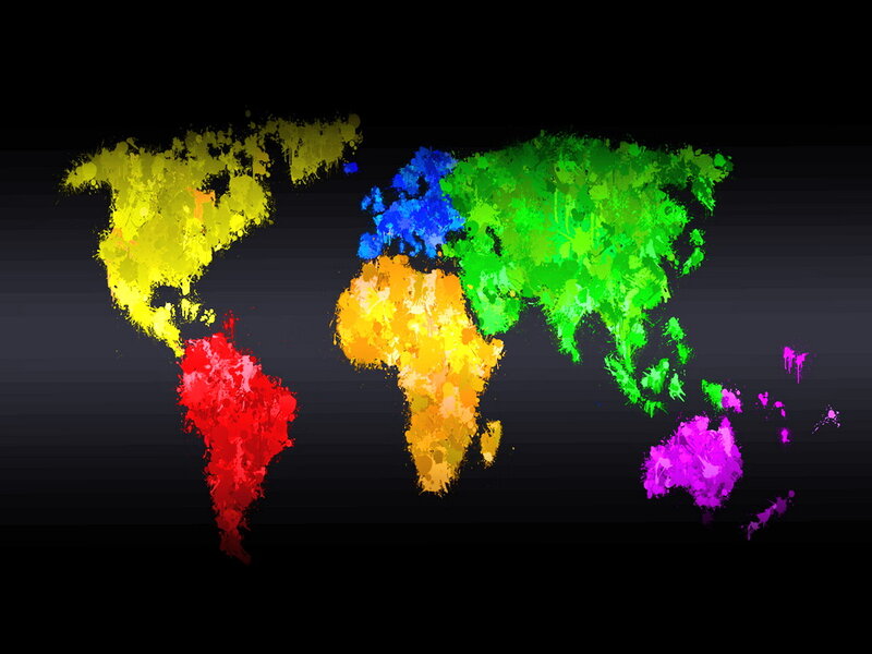 World Map with Colorful Continents