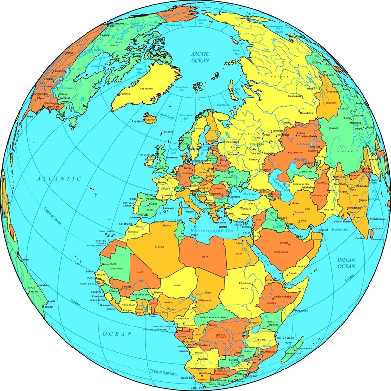 World map with countries