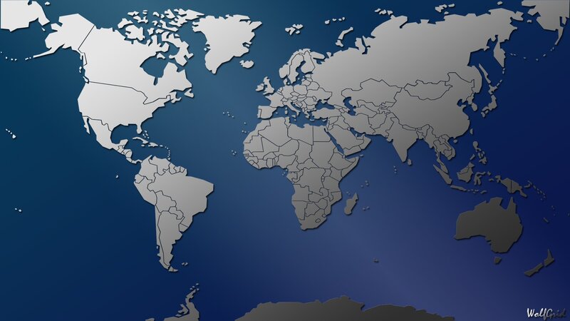 World Map with Countries — Blue, Neutral, Vector Art