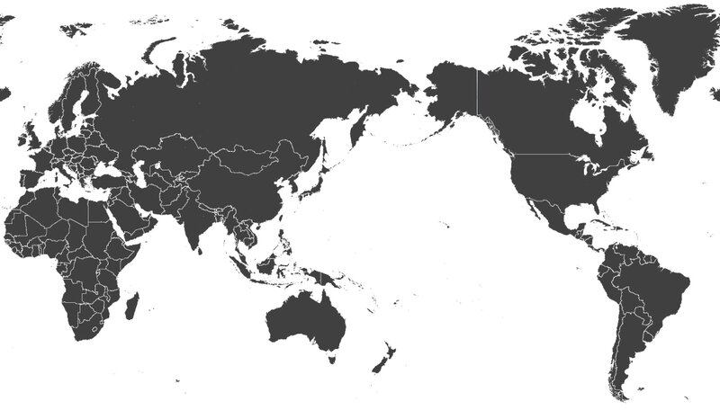 World Map with Country Borders — Black
