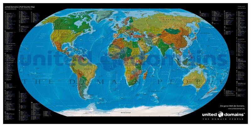 World map with country codes