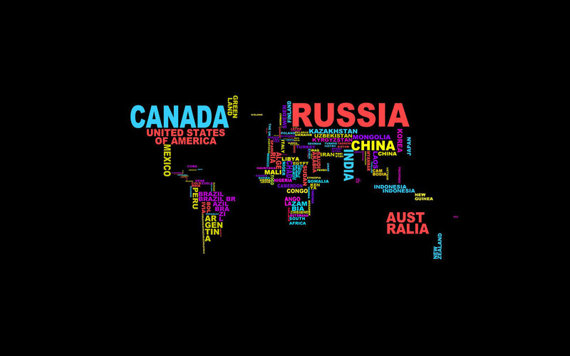 World map with country names