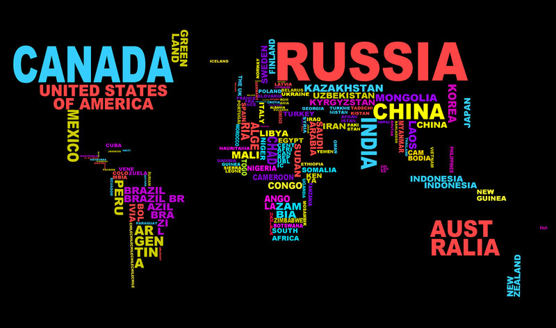 World map with country names