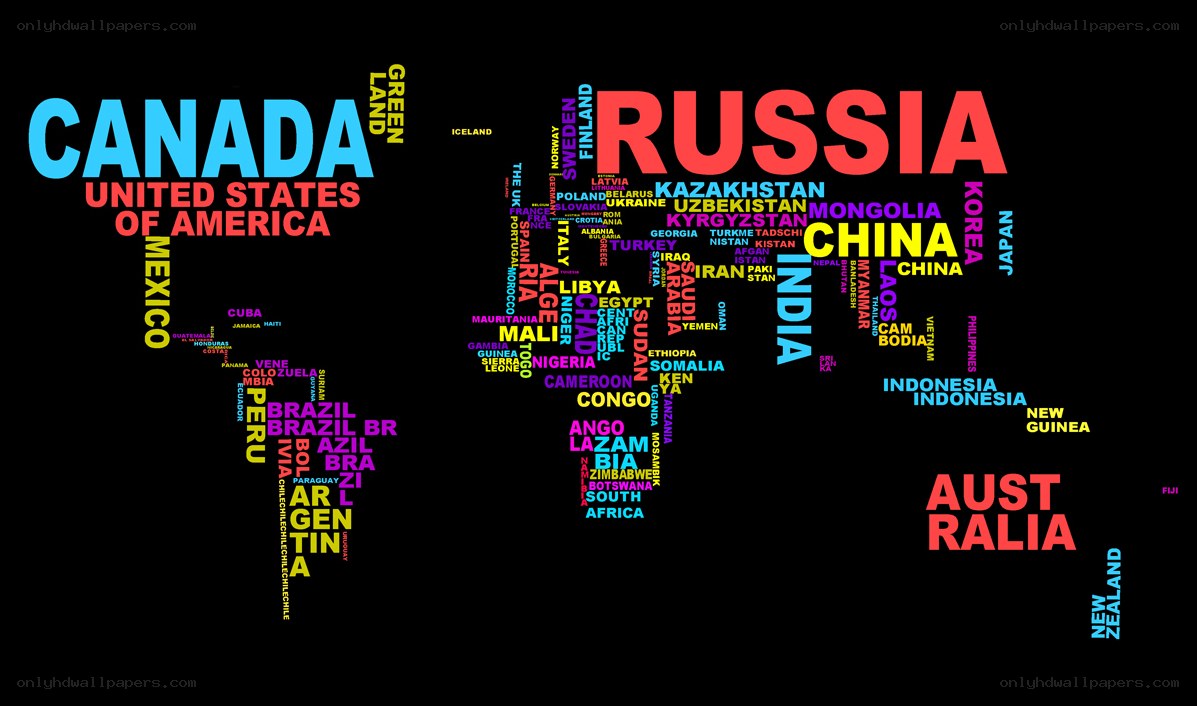 World map with country names
