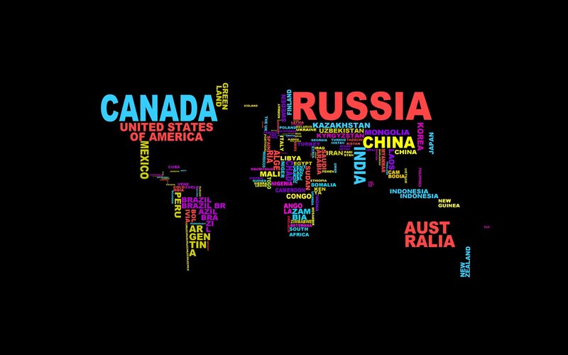 World map with country names