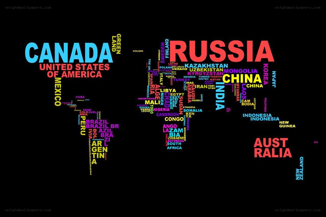 World map with country names