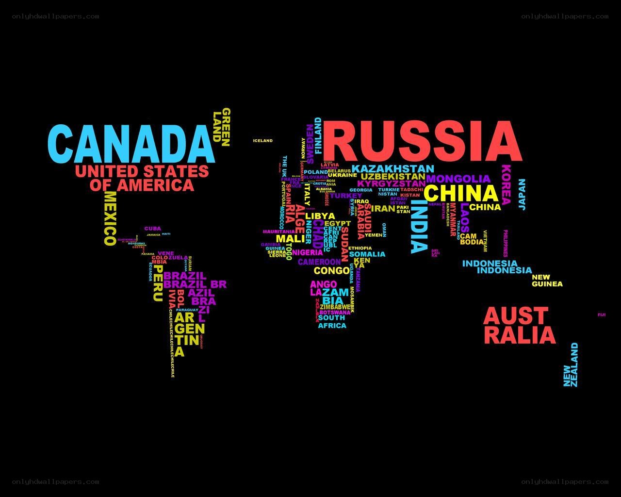 World map with country names