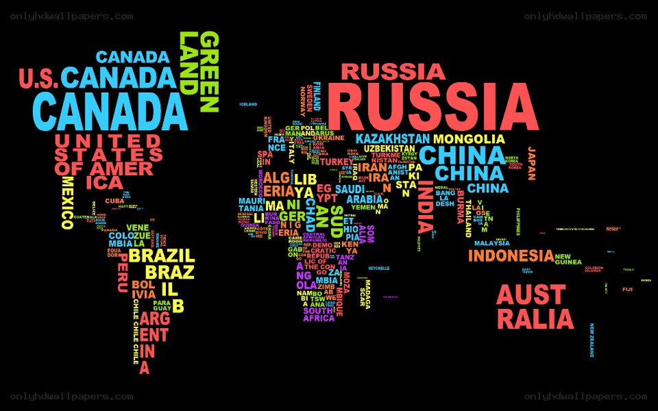 World map with country names