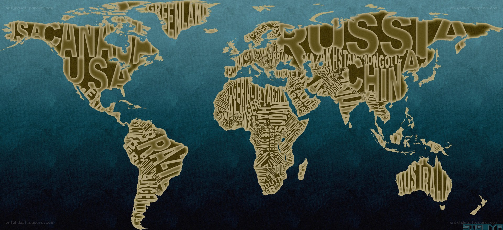 World map with country names