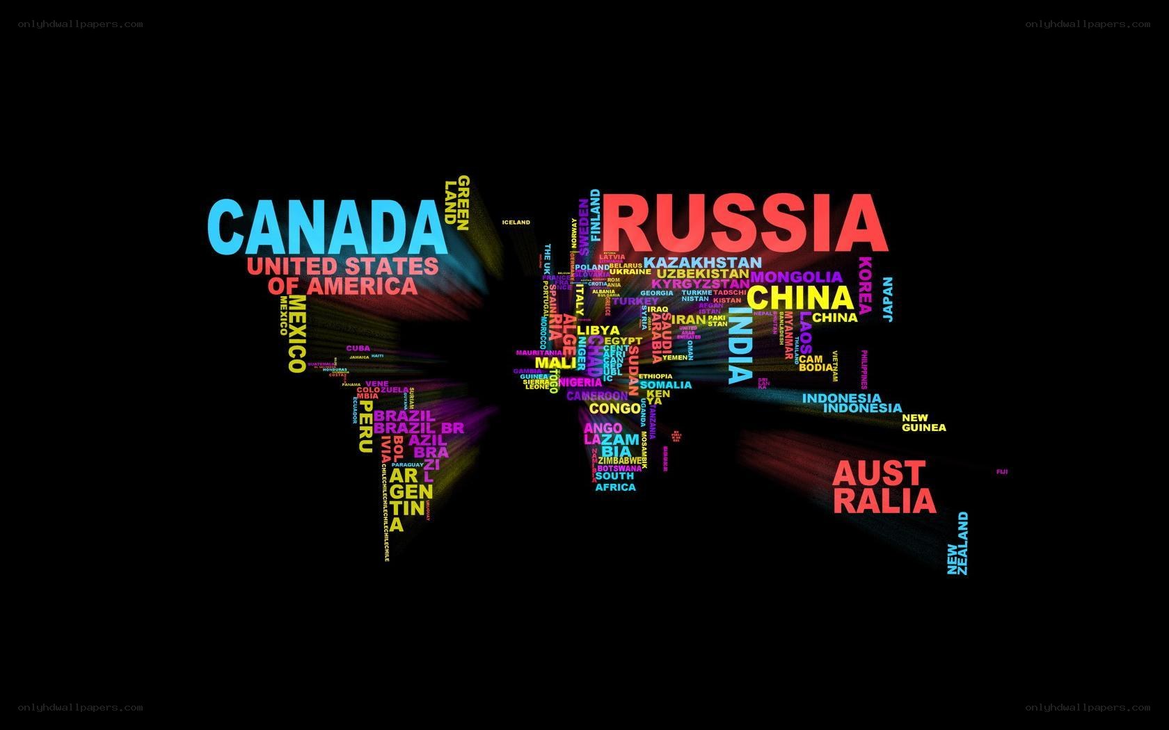 World map with country names