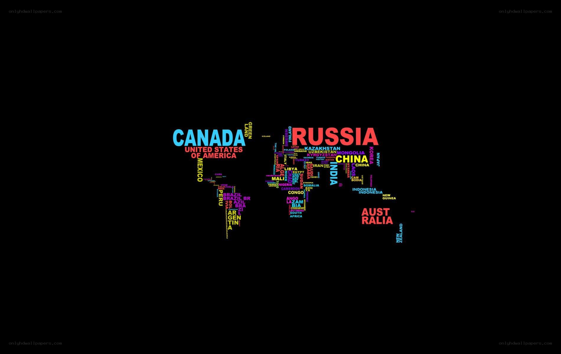 World map with country names