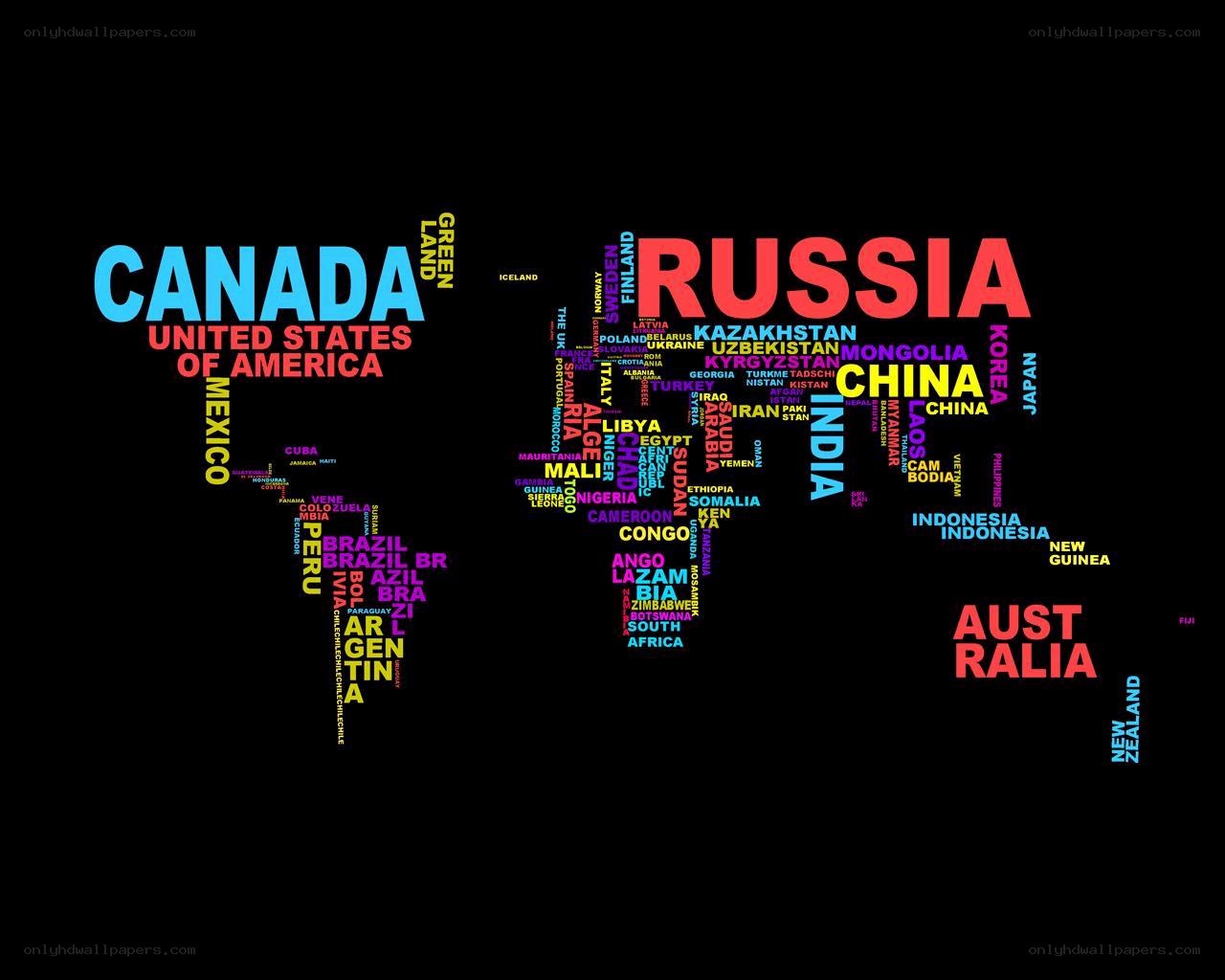 World map with country names