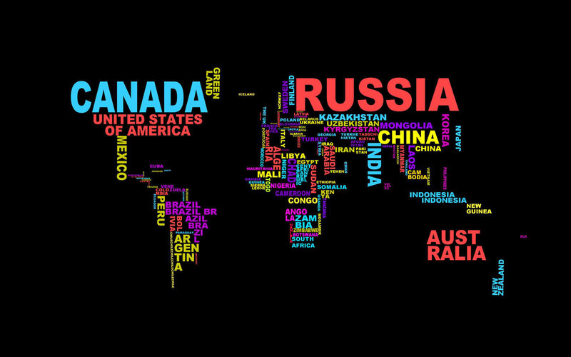 World map with country names