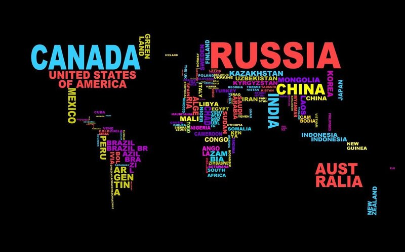 World map with country names