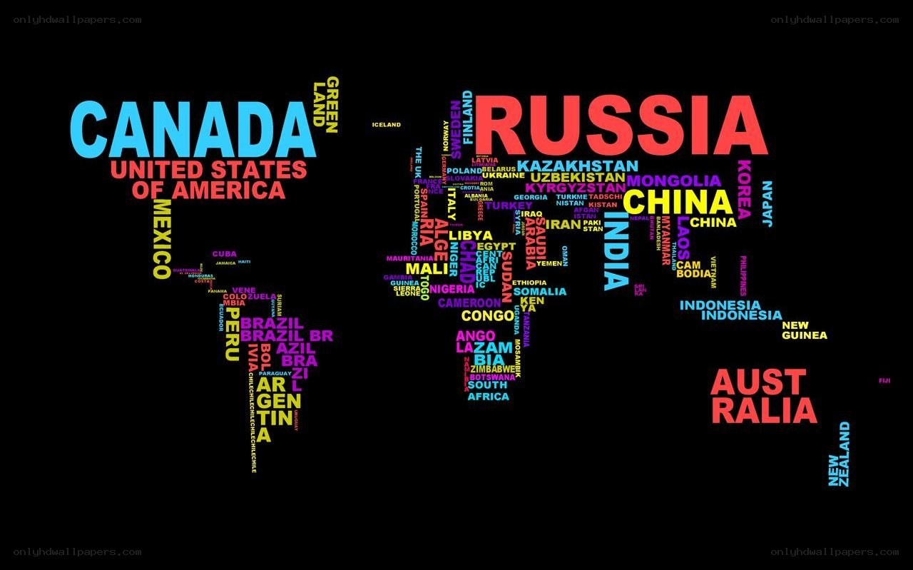 World map with country names