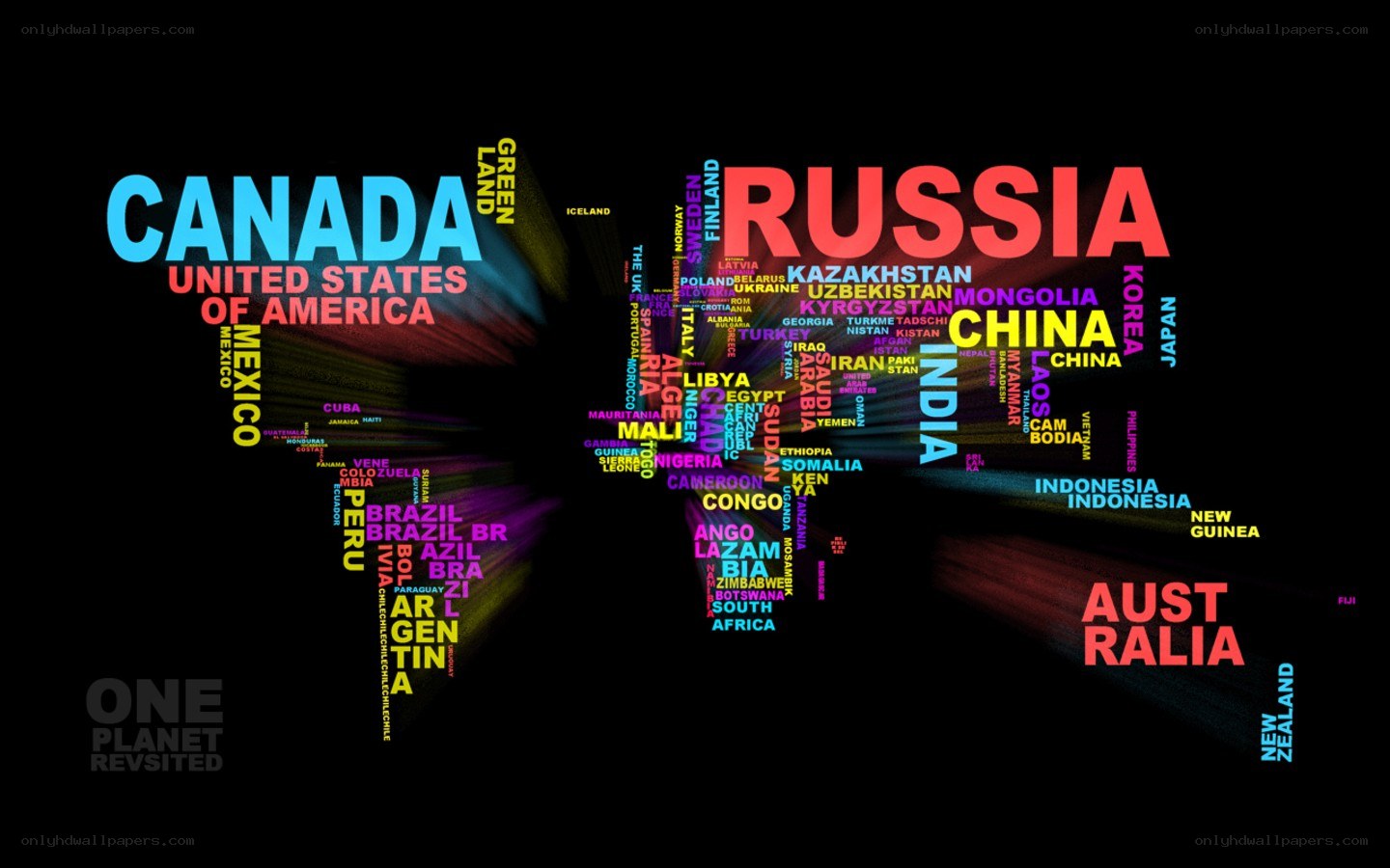 World map with country names