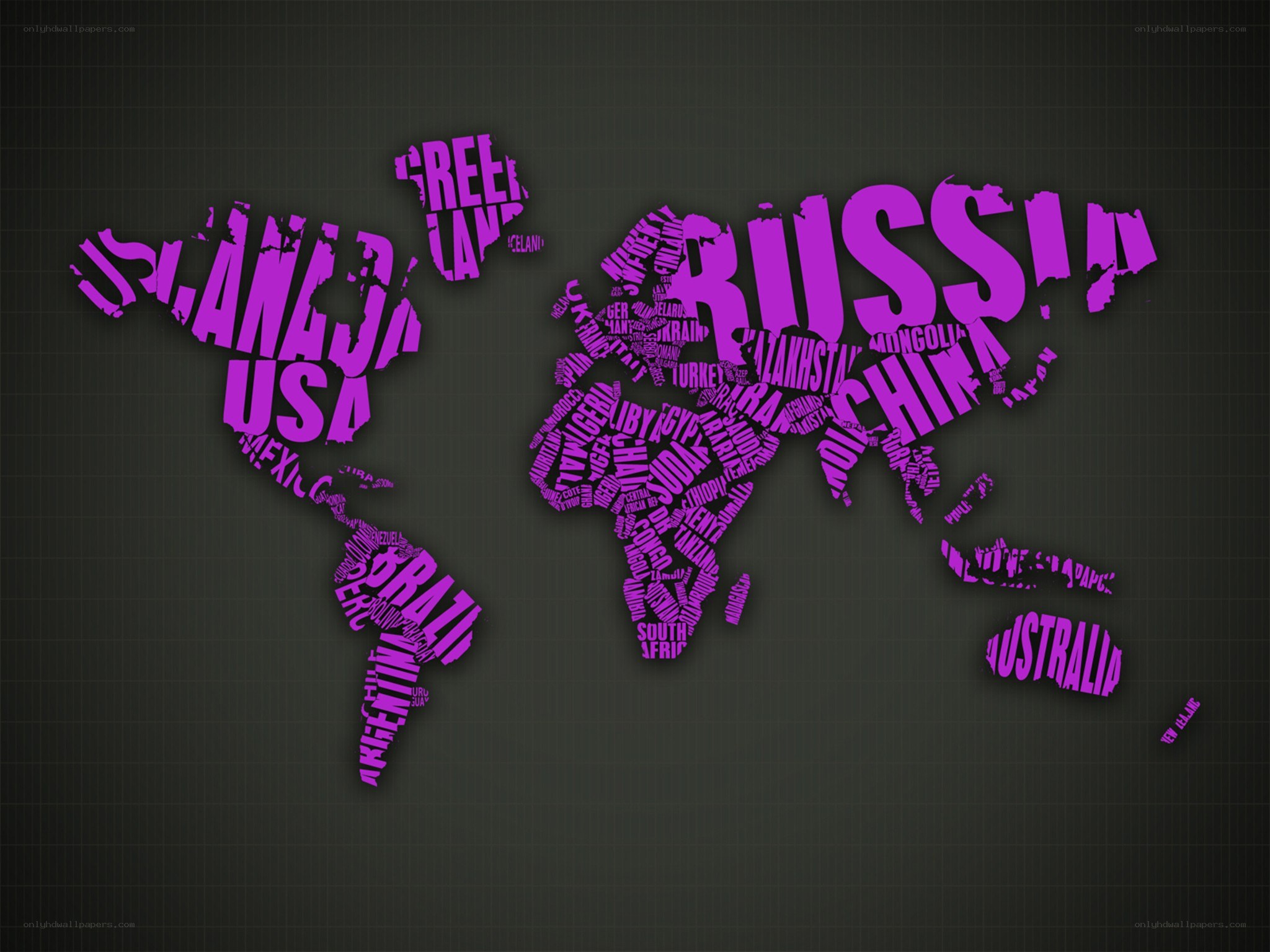 World map with country names