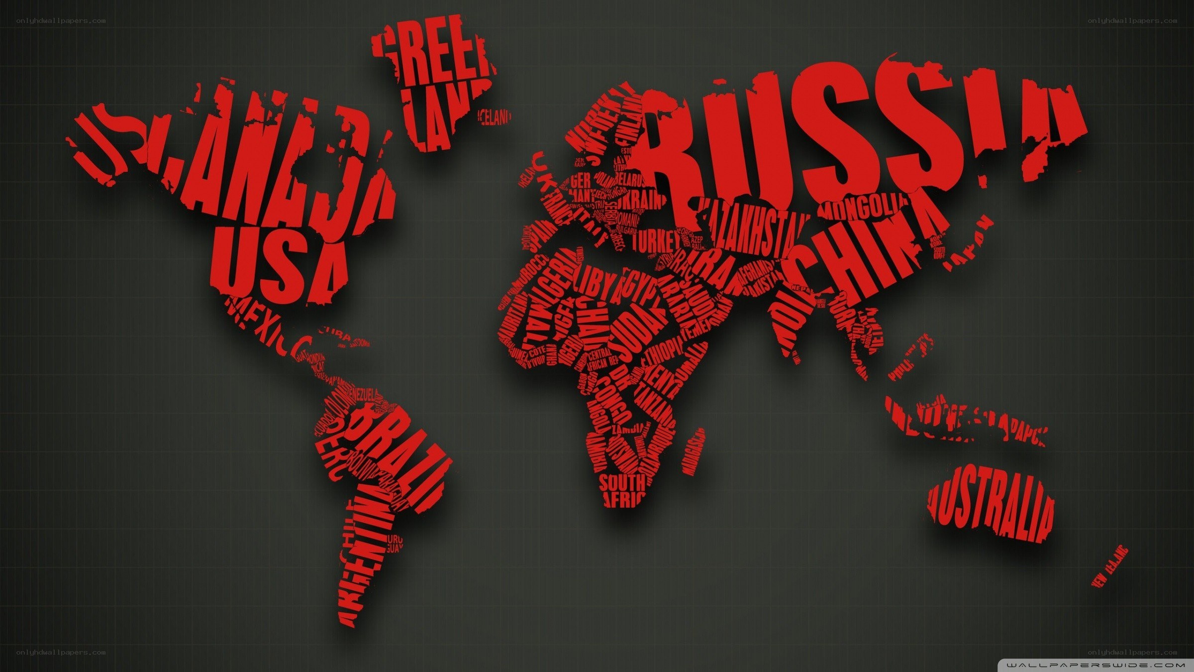 World map with country names
