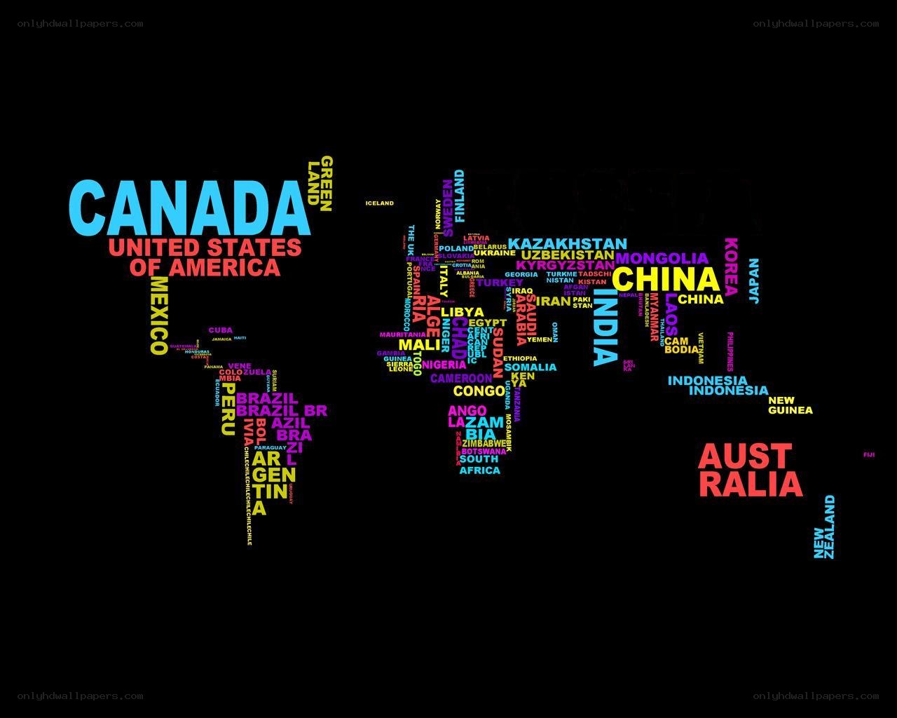 World map with country names