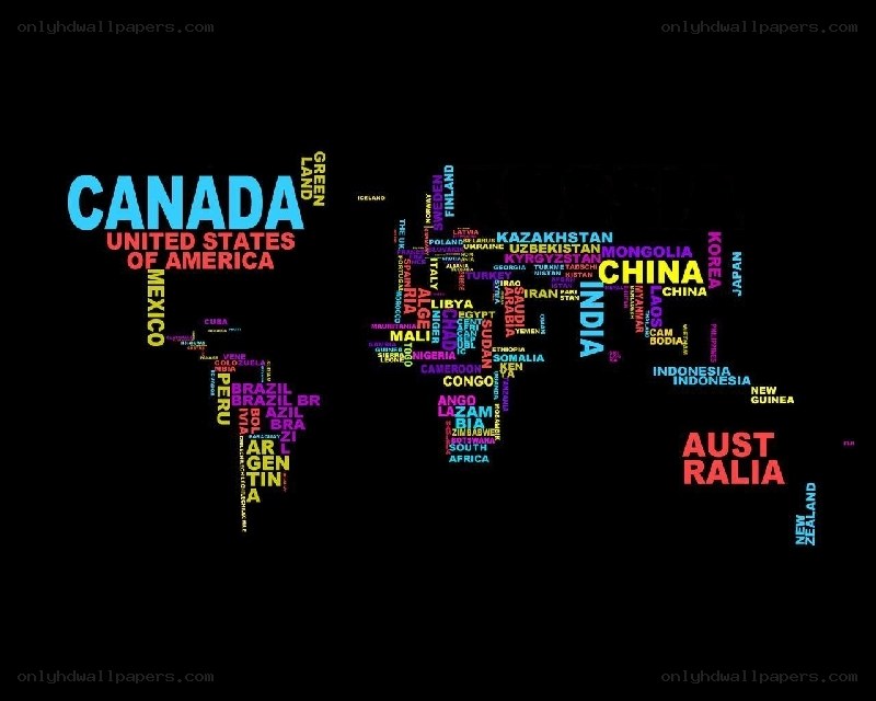 World map with country names