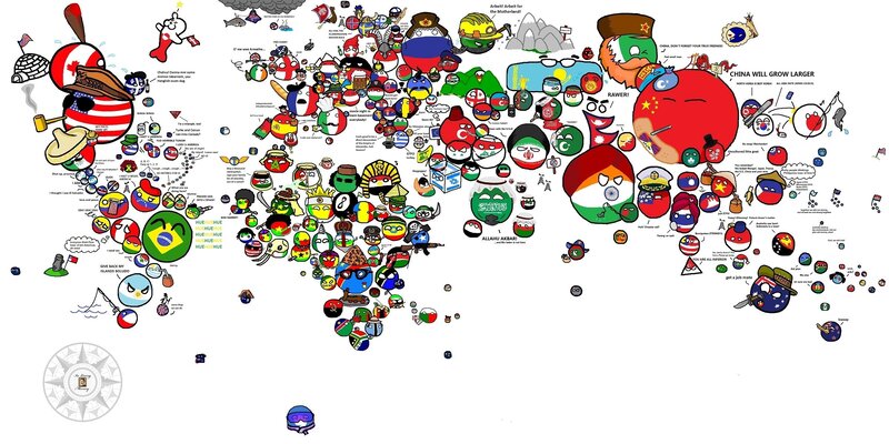 World map with countryballs