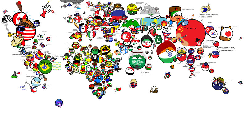 World map with countryballs