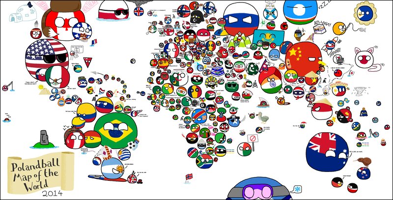 World Map with Countryballs — White