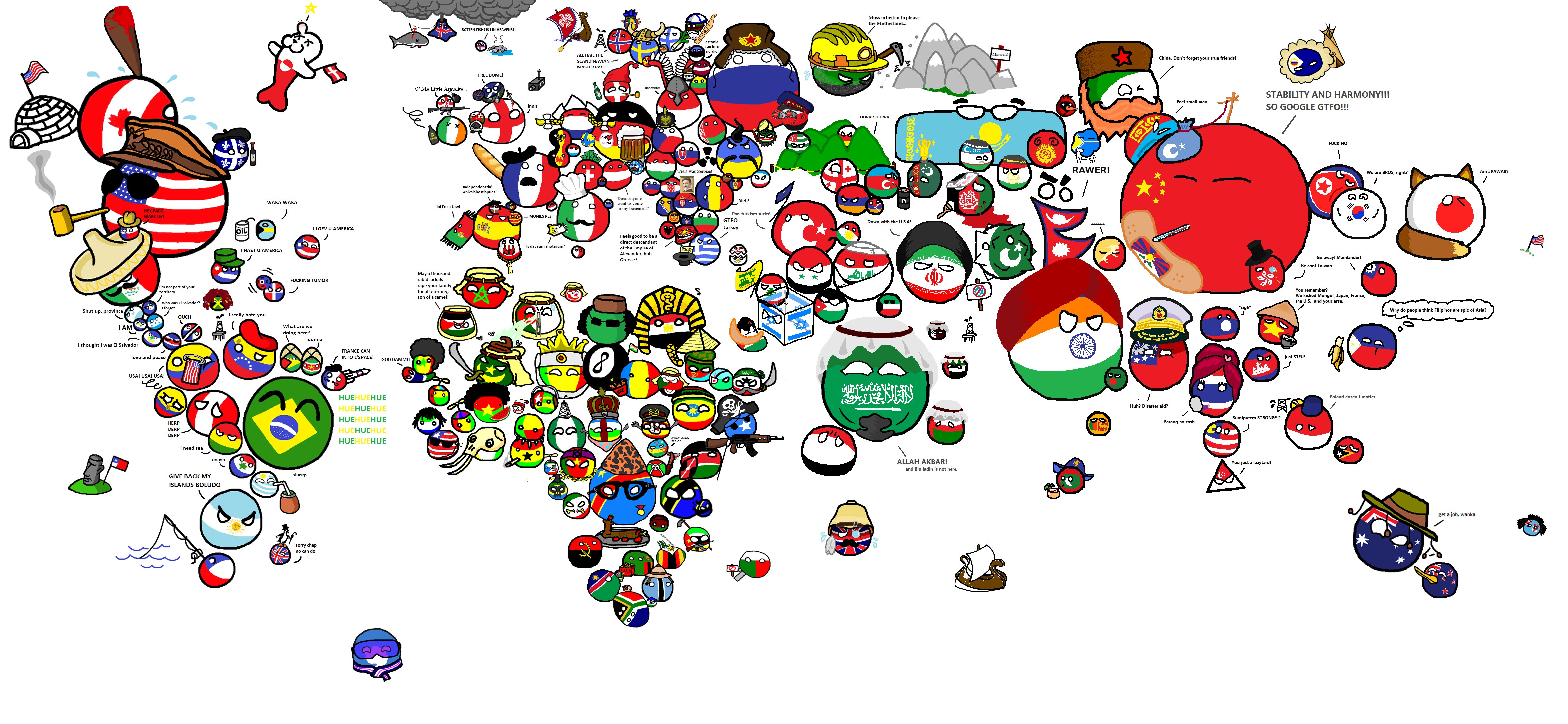 World map with countryballs