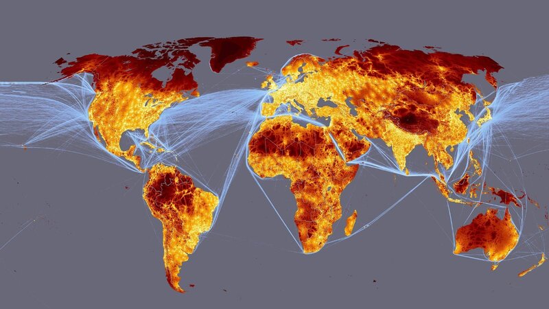 World Map with Data Flow