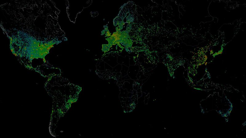 World Map with Data Points — Green