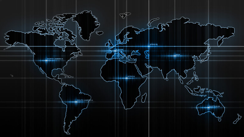 World Map with Digital Grid
