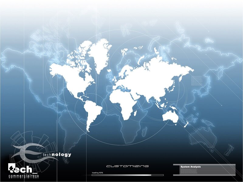 World Map with Digital Overlay — Blue