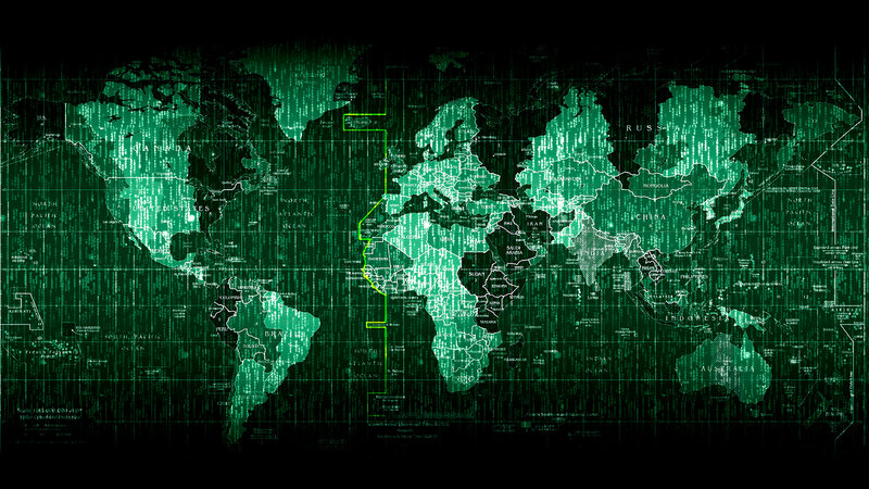 World Map with Digital Overlay
