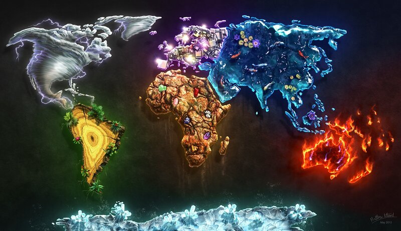World Map with Elements