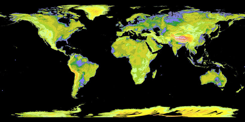 World Map with Elevation