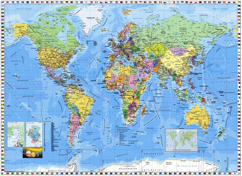 World map with flags