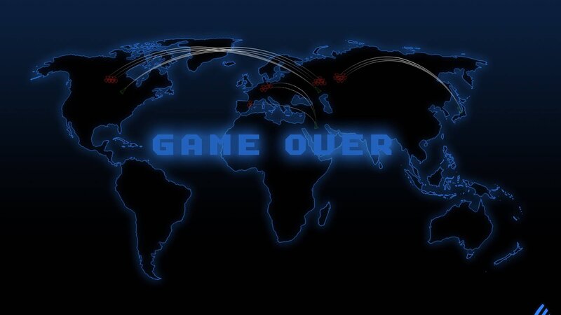 World Map with Game over Text