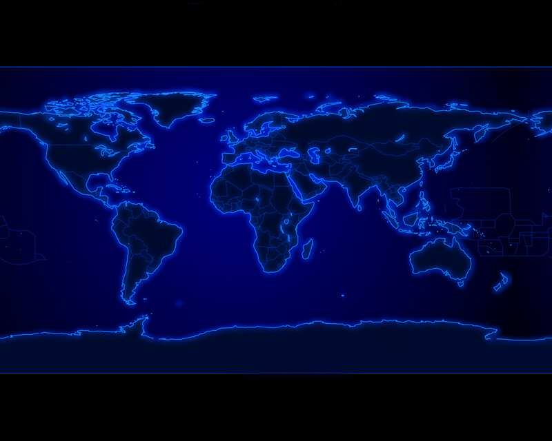 World Map with Glowing Borders