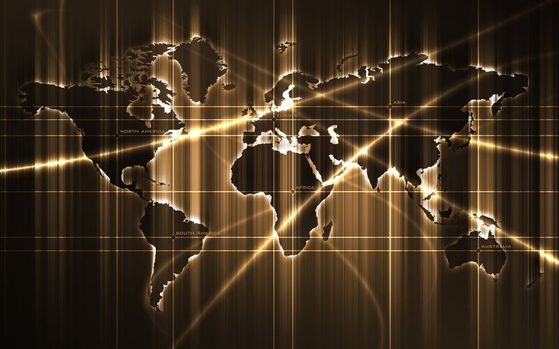 World Map with Glowing Lines